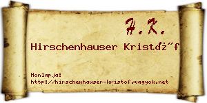 Hirschenhauser Kristóf névjegykártya